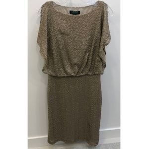 LAUREN Ralph Lauren Evening, Taupe Sequin Dress 4
